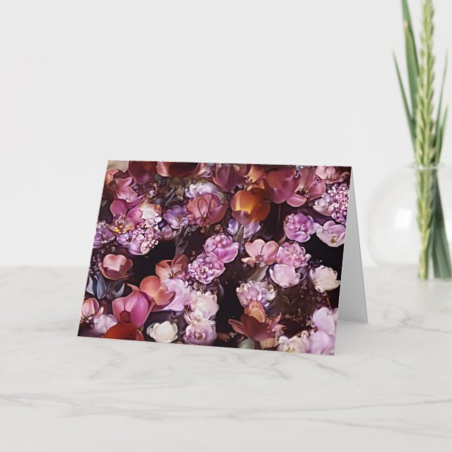 Purple Flower Garden Art Note Card (Front)