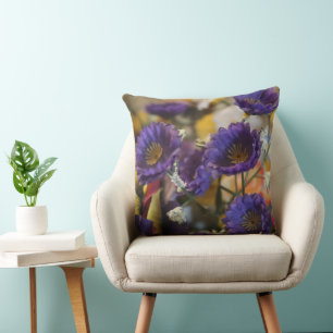 Purple Flower Garden Throw Pillow
