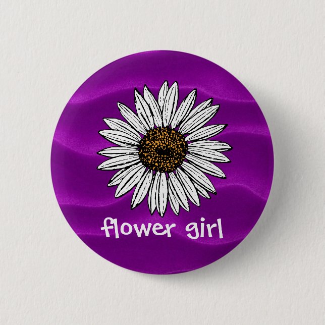 Purple Flower Girl button (Front)