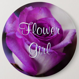 Purple Flower Girl Rose 6 Cm Round Badge