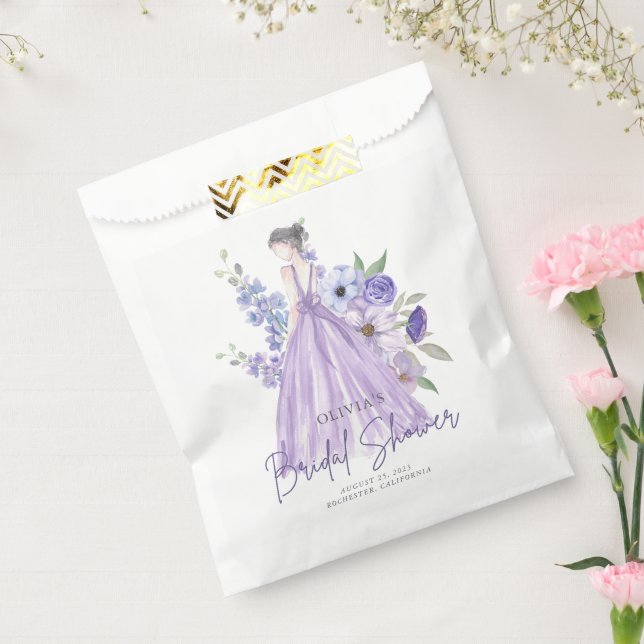 Purple Flower Gown Bridal Shower Thank You Favour Bags (Sealed)