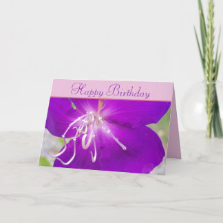 Purple Flower Happy Birthday Card