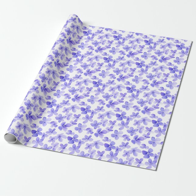 Purple Flower Heads Wrapping Paper (Unrolled)