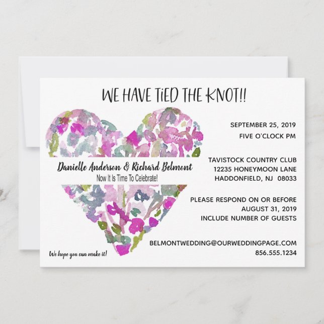 Purple Flower Heart After Wedding IDPP3 Invitation (Front)