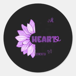 Purple Flower Heart Heimer's Dementia Awareness Classic Round Sticker