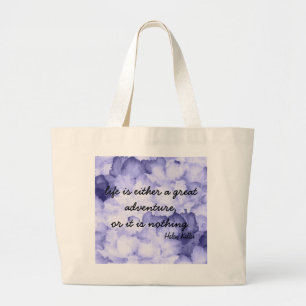 Purple flower Helen Keller quote tote bag.