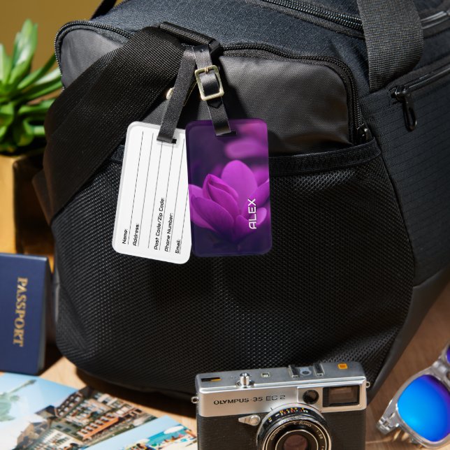 Purple Flower in Soft Light Luggage Tag (Front & Back)