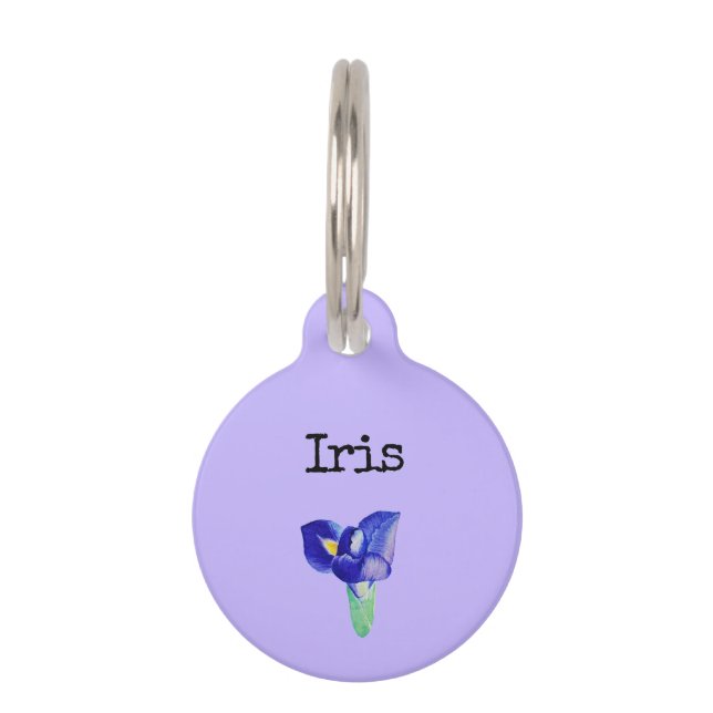 Purple Flower Iris Pet Tag (Front)