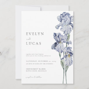 Purple Flower Iris Wedding Invitation Spring