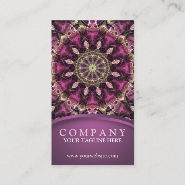 Purple Flower Mandala Business Card (Front)