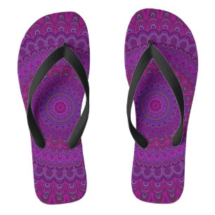 Purple flower mandala flip flops