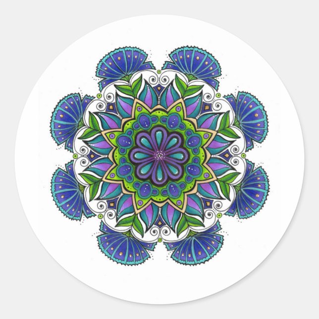 Purple Flower Mandala Sticker (Front)