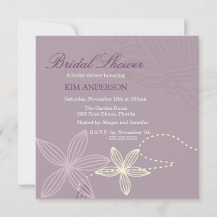 Purple Flower Modern Bridal Shower Invite