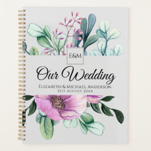 Purple Flower Monogram WEDDING PLANNER Newlyweds