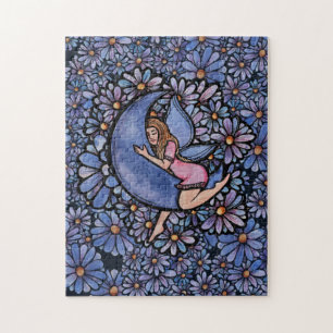 Purple Flower Moon Fairy                           Jigsaw Puzzle
