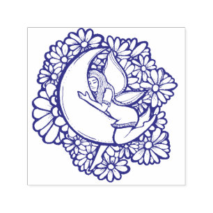 Purple Flower Moon Fairy Self-inking Stamp