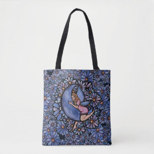 Purple Flower Moon Fairy Tote Bag