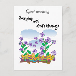 Purple Flower Morning Blessing Postcard