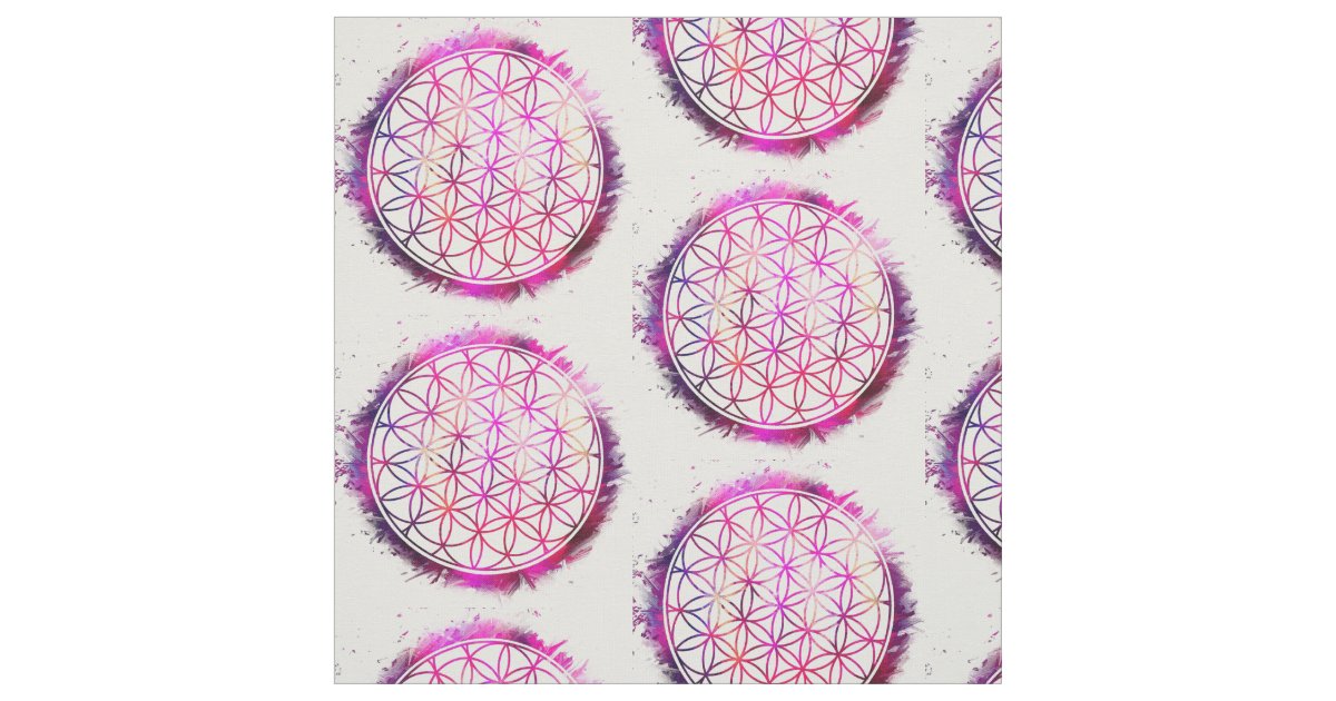 Purple flower of life fabric Zazzle.co.uk