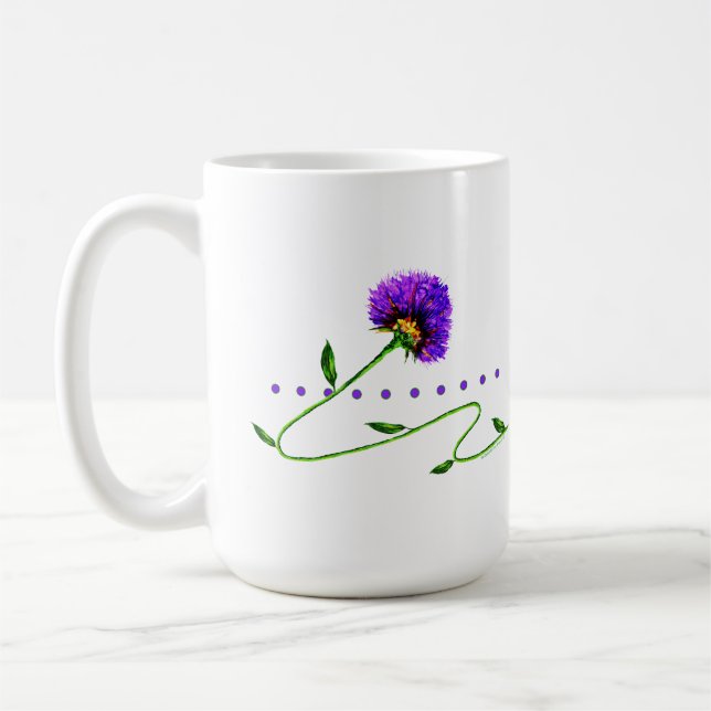 Purple Flower On A Vine Coffee Mug (Left)