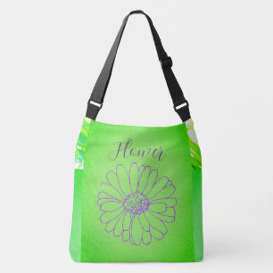 Purple Flower Outline and Ligh Green Tote