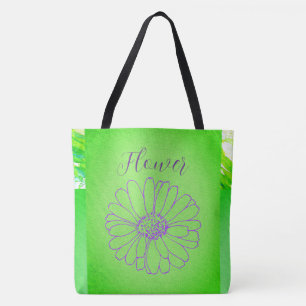 Purple Flower Outline and Ligh Green Tote