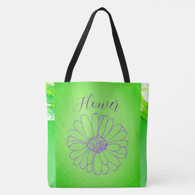 Purple Flower Outline and Ligh Green Tote (Front)