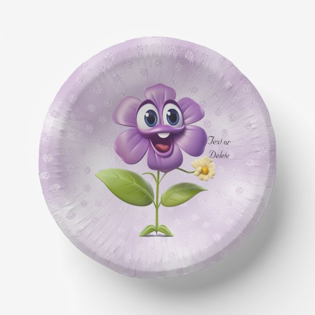 Purple Flower Paper Bowl Paper Plate (Front)