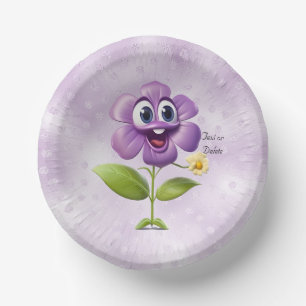 Purple Flower Paper Bowl Plate