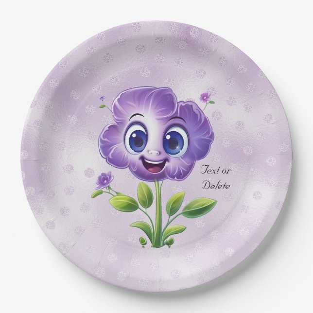 Purple Flower Paper Plate (Front)
