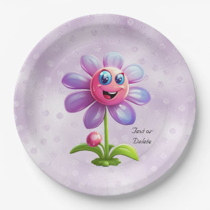 Purple Flower Paper Plate