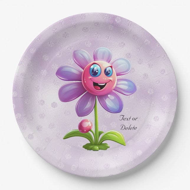 Purple Flower Paper Plate (Front)
