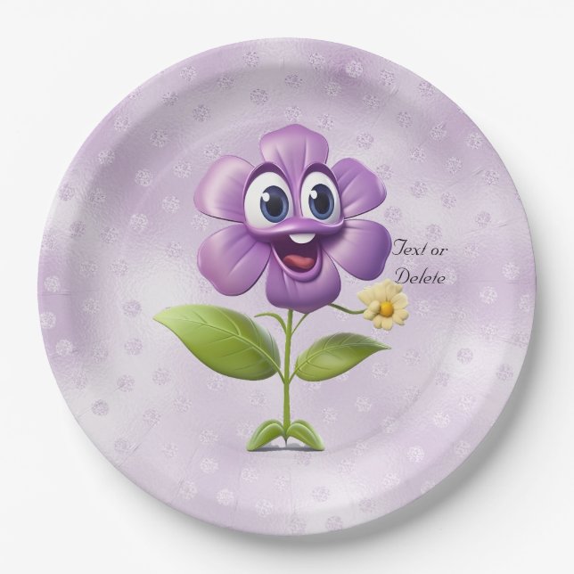 Purple Flower Paper Plate (Front)