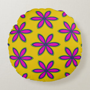 Purple Flower Patch Round Cushion
