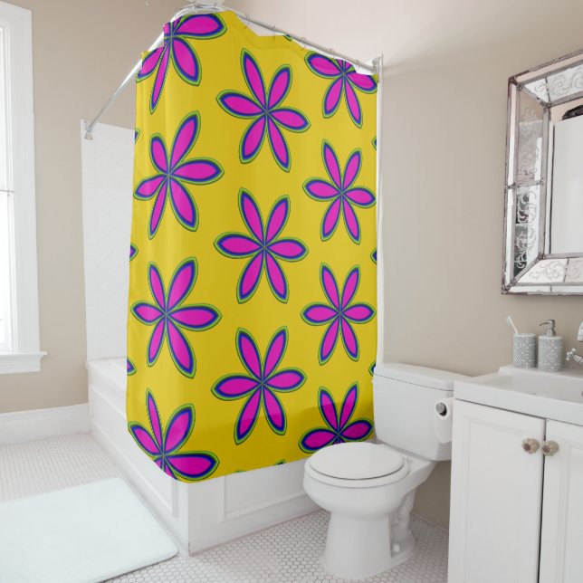 Purple Flower Patch Shower Curtain (In Situ)