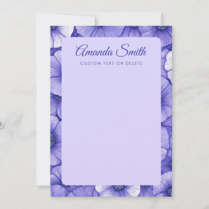 Purple flower pattern border elegant script name card