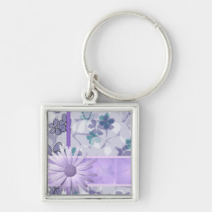 Purple flower pattern key ring