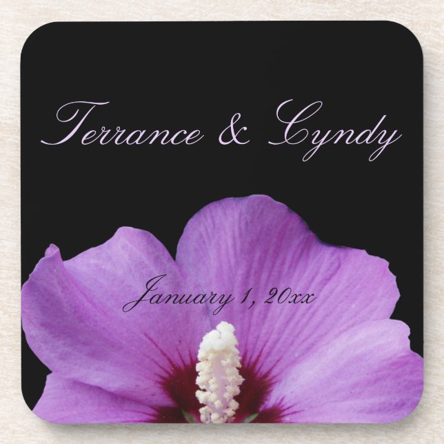 Purple Flower Personal Wedding Coaster (Front)