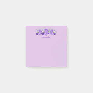 Purple Flower Personalised Post it Notes 3x3