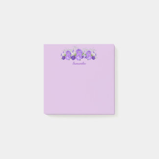 Purple Flower Personalised Post it Notes 3x3