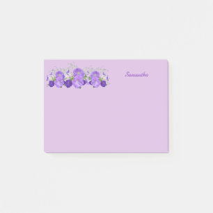 Purple Flower Personalised Post it Notes 4x3