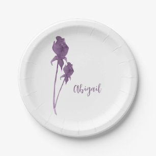 Purple Flower Personalised Shower Plate