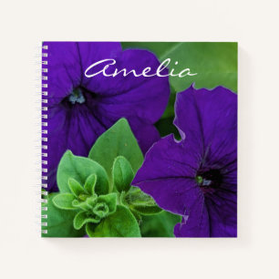 Purple Flower Photo Bible Verse Positive Thinking Notebook