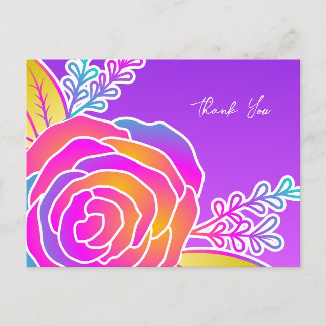 Purple Flower Postcards, Gradient Rose style Holiday Postcard (Front)