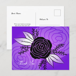 Purple Flower Postcards, Rose Silhouette Style Holiday Postcard