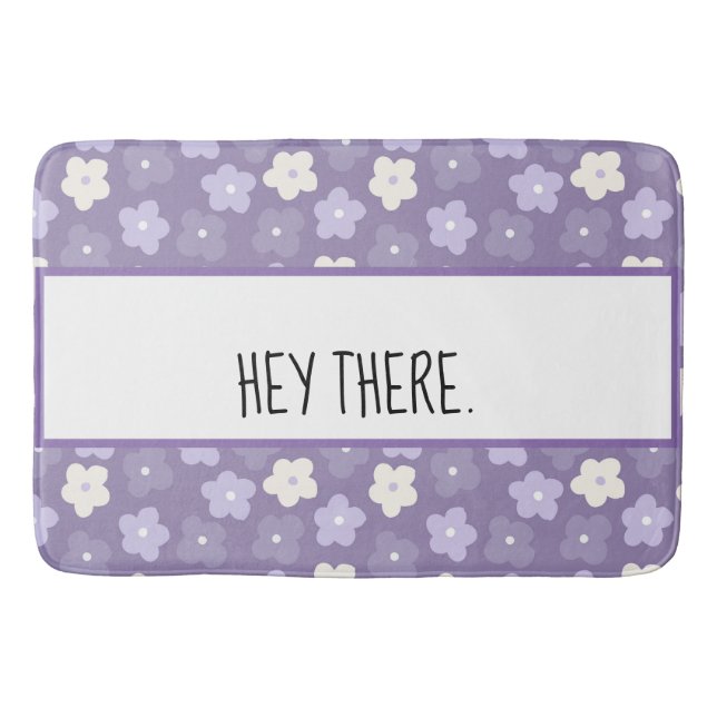 Purple Flower Power Personalised Bath Mat (Front)