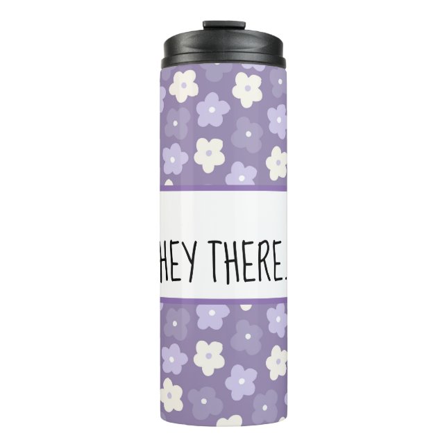 Purple Flower Power Personalised Thermal Tumbler (Front)