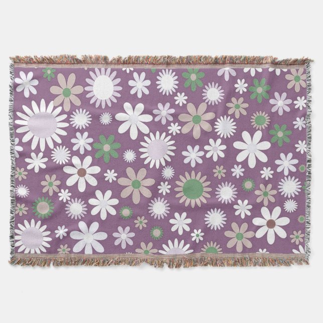 Purple Flower Power Throw Blanket (Front)