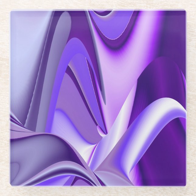 Purple Flower Rainbow Dreams Glass Coaster (Front)