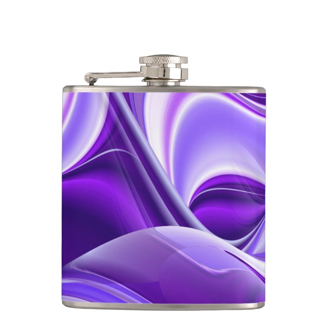 Purple Flower Rainbow Dreams Hip Flask (Front)